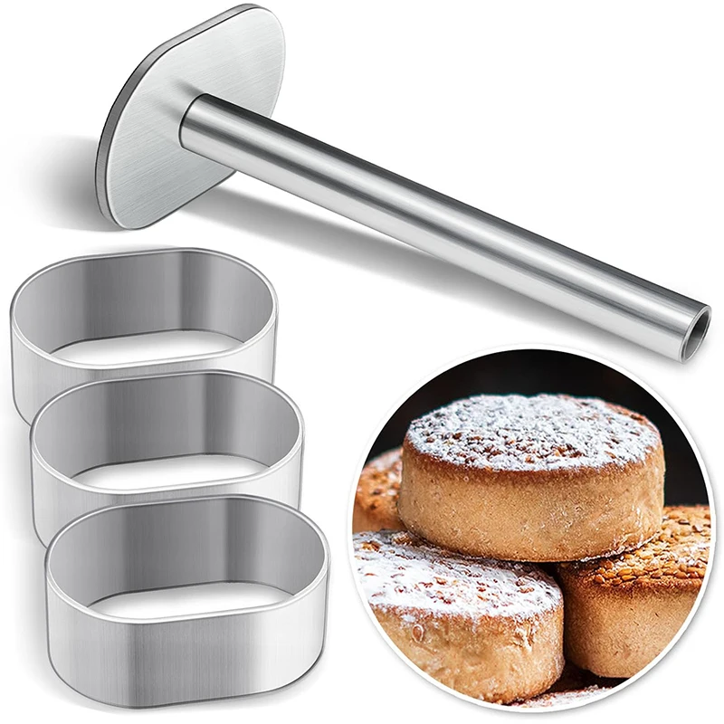 Stainless Steel Cake Mousse Pastry Ring Mold with Pusher DIY Baking Tools for Cake Decorating Cooking Rings Pulburon Molder view 2