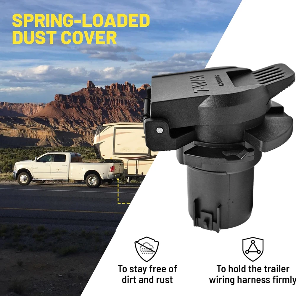 7 Pin Trailer Socket Adapter 6-24V 7-way RV Motorhome Power Plug Socket Connector Accessory For Trailer Tractor