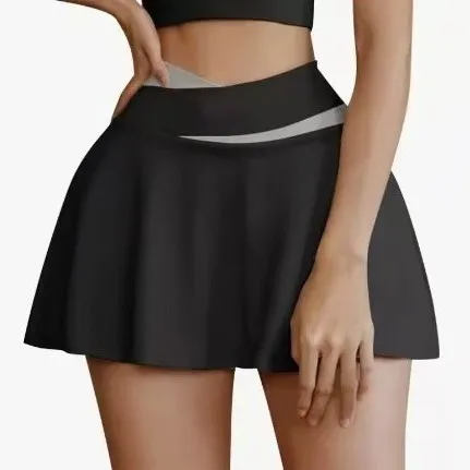 

Женская юбка с цветными блоками, эластичная, дышащая, с расклешенным подолом, для тенниса, йоги и повседневной носки, облегающая, универсальная, спортивная, повседневная юбка