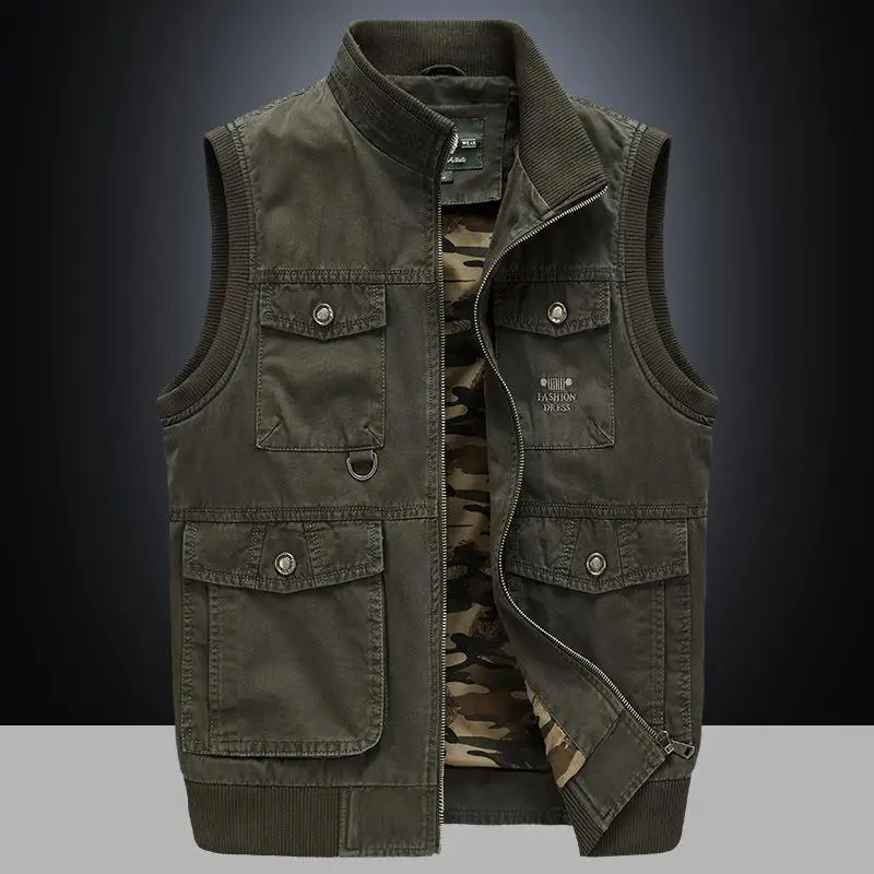 High Quality Classic Reporter Travel Vest 100% Cotton Men Cargo Sleeveless Jacket Multi Pockets Tactical Clothing For Male M-4xl