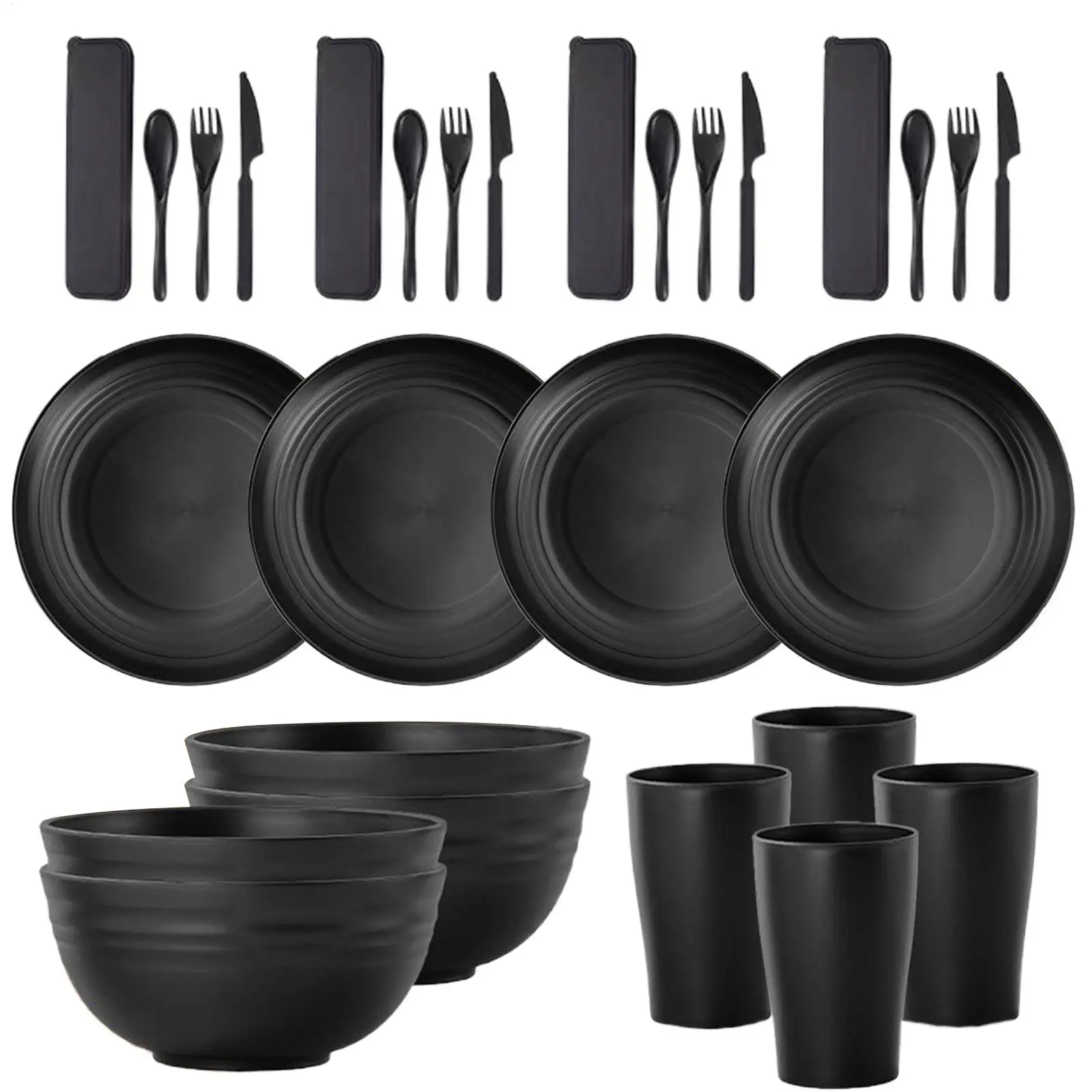 

Portable Camping Utensil Set, Reusable Cutlery Kit with Spoons Forks Bowls Cups for Outdoor Hiking Picnic BBQ Travel