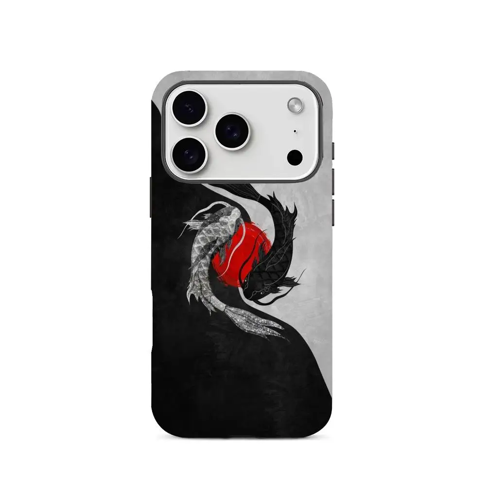 Funda de teléfono con diseño de pez Yin Yang adecuada para iPhone 17 16 15 14 13 12 11 Pro/Max/Plus 2 en 1 cubierta anticaída y a prueba de golpes