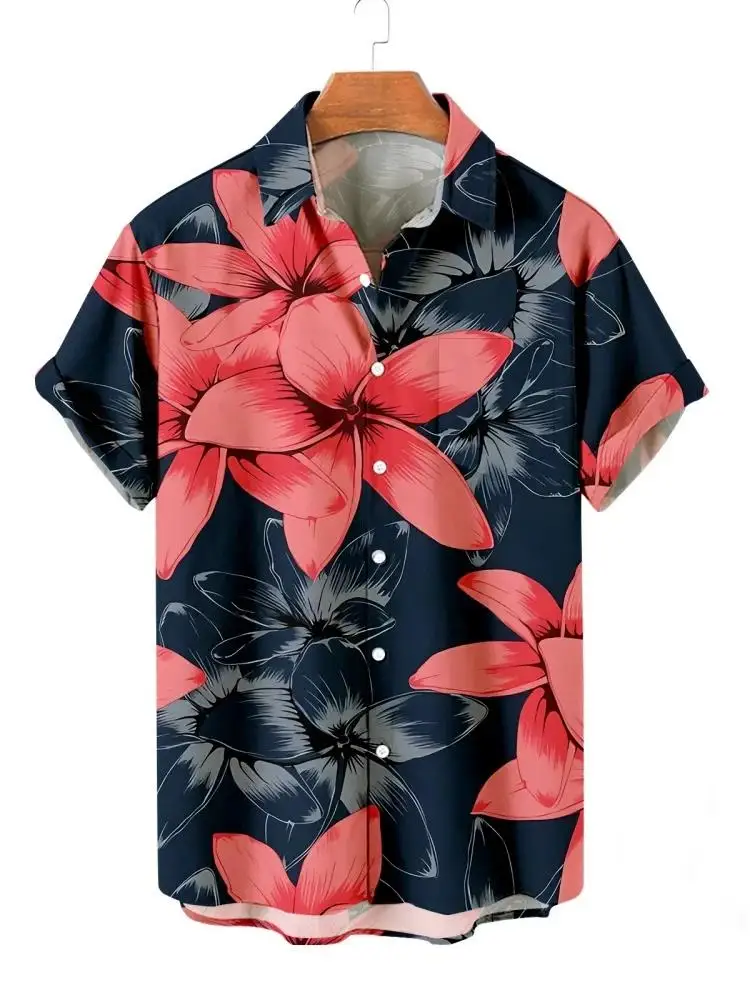 Fashion Tropical Plants Graphic Hawaiian Shirts for Men Summer Trendy Streetwear 3D Printed Shirt Casual Oversized Vacation Tops