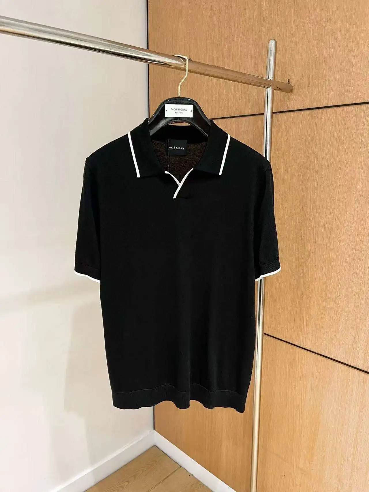 

Kiton Men's Casual irt No Button ort Sve Turn-down Collar Busin Leisure Spring Summer New Sle Simple Design