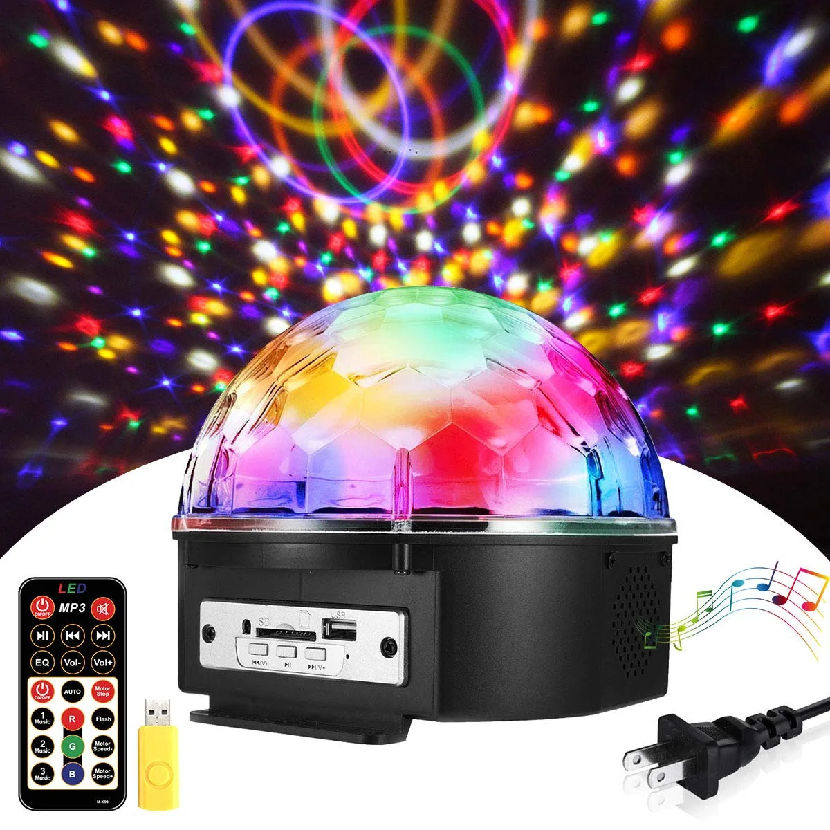 LED remote control bluetooth music crystal magic ball lantern bouncy room KTV ambient rotating stage laser light