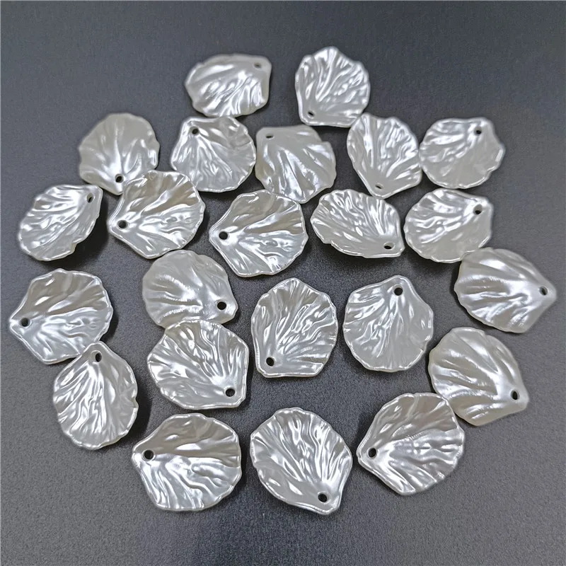 20pcs ABS White Imitation Pearl Leaf Shaped Loose Beads Jewelry Handmade Crafts For DIY Hair Jewelry Clothing Accessories