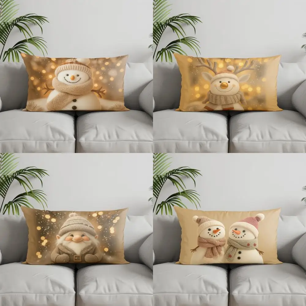 

Домашний декор Снеговик с фоном боке Подушка подходит для дивана Спальня Автомобильная наволочка Прямоугольная подушка для спины