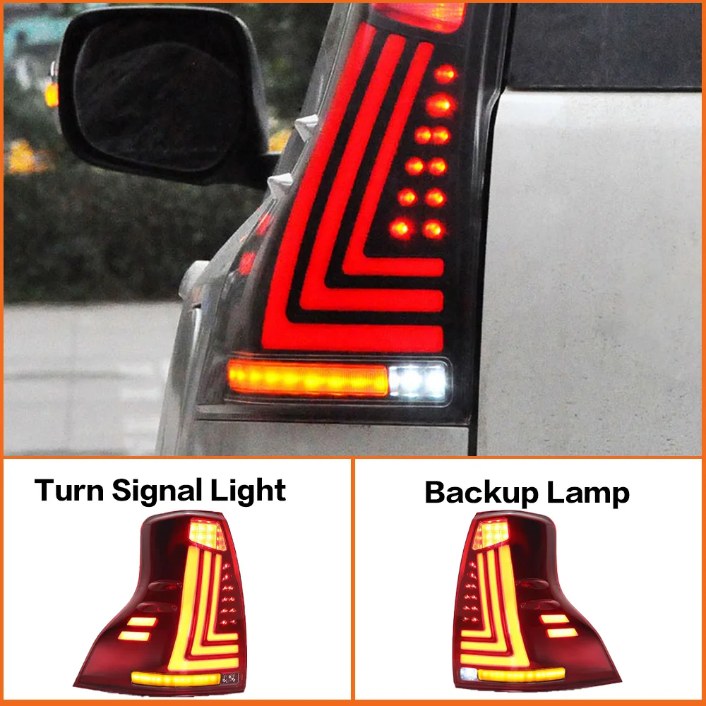 AKD Car Styling Taillights for Toyota Prado 2010-2020 Dynamic Running Turn Signal Rear Reverse Brake Light Replacement