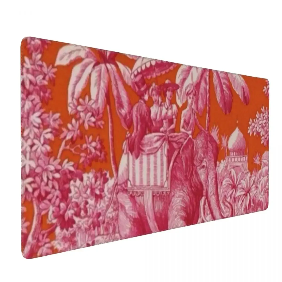 Toile De Jouy - Pink And Orange Large Mouse Pad Computer Keyboard Mouse Mat Gaming PC Laptop Desk Mat Accessories Table Mats