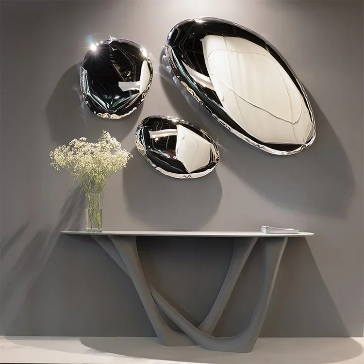 Nordic postmodern creative stainless steel table villa model room living room aisle entrance few