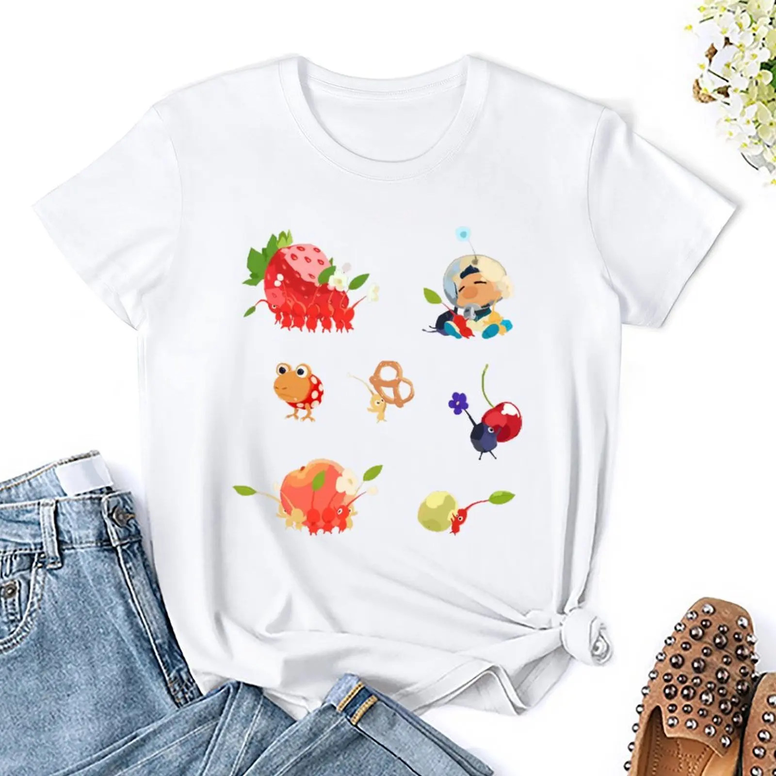 Pikmin Set Crewneck T-shirt Sport T-shirts Graphic Cool Funny Novelty Home