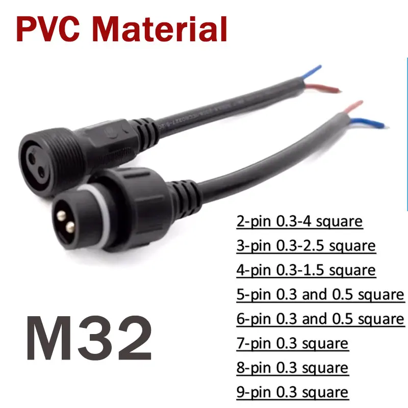 M32 Docking Connector 2Pin 3Pin 4Pin 5Pin Industrial High-power Waterproof Aviation Plug Nylon Male And Female Plug Connector