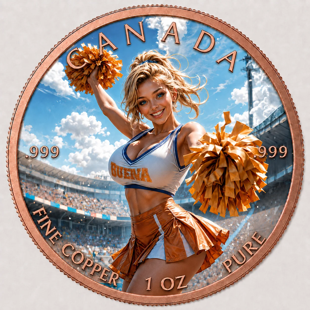 Canada 2025 Gothic Lust Series 1oz .999 Copper Medal Naughty Temptation Theme Maple Leaf Inspired Gold-Plated 3D Relief UV Medal