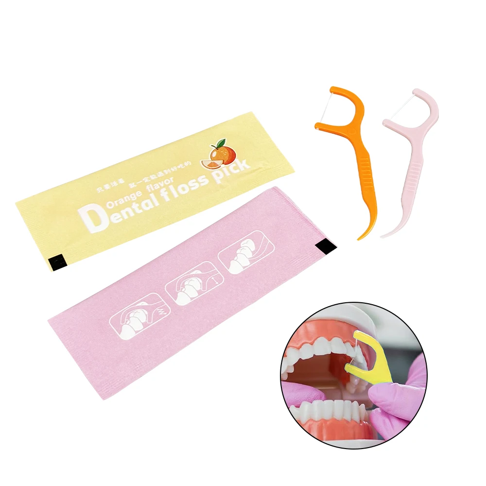 

50pcs Dental Floss Picks 4 in 1 Fruity Floss Sticks Disposable Dental Flosser Stick Portable Teeth Cleaning Toothpicks Oral Care