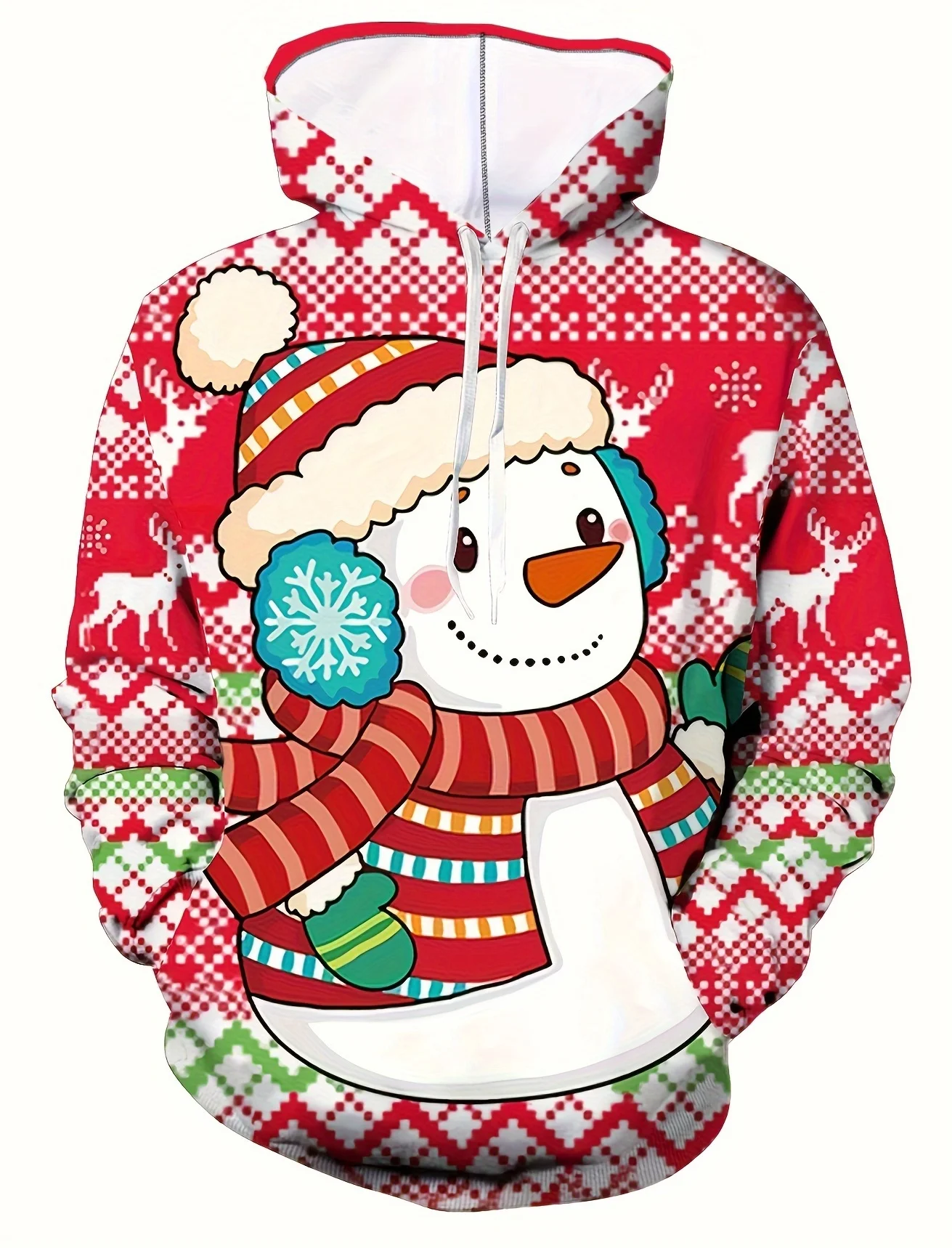 

Christmas Hooded Sweatshirt Man 3D Cartoon Pattern Printing Casual Pullover Hoodie Kangaroo Pocket Long Sleeves Men's Clothing