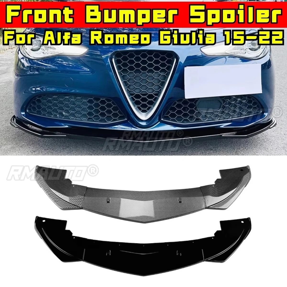 

For Alfa Romeo Giulia 2015-2022 Car Front Bumper Lip Splitter Diffuser Body Kit Bumper Guard Protector Cover Car Accessorie