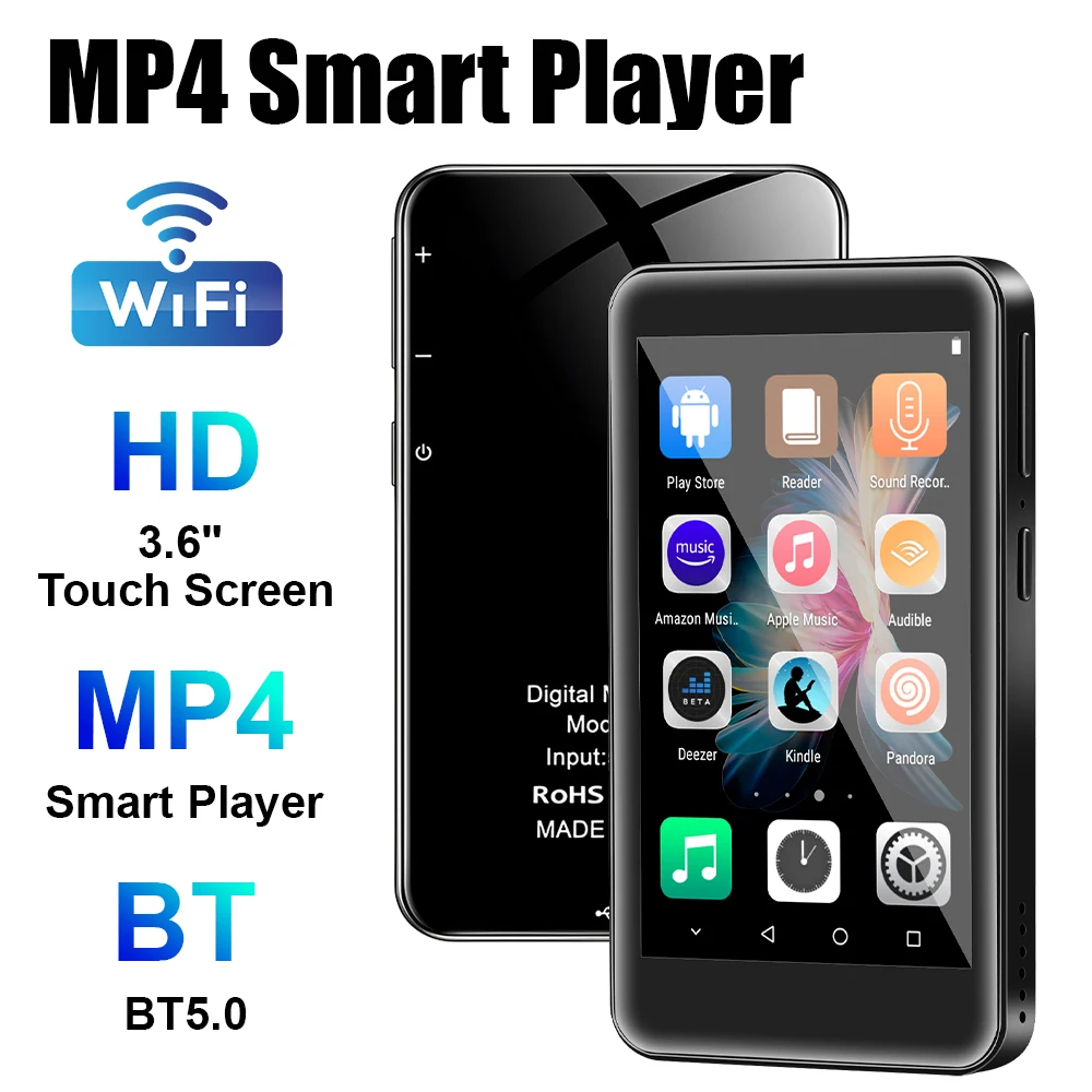 

2023 New 3.6" WiFi MP3 Player Bluetooth5.0 MP4 Player Android 8.1 with Spotify Pandora Android Streaming Music Player HiFi Sound