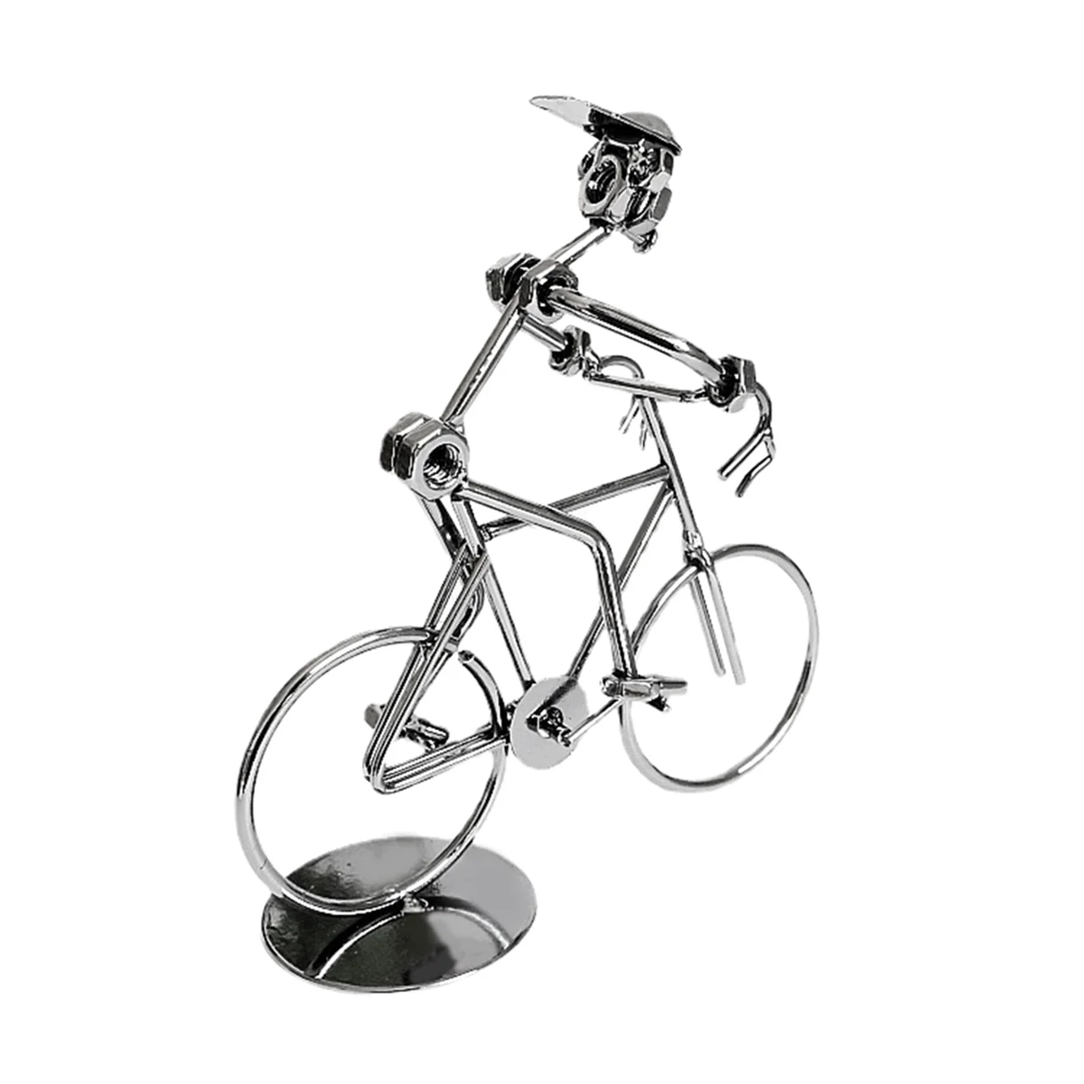 A84E-Retro Cyclists Model Iron Art Metal Bicycle Ornament A Man Riding Bike Statue Figurine for Home Library Desk Decoration