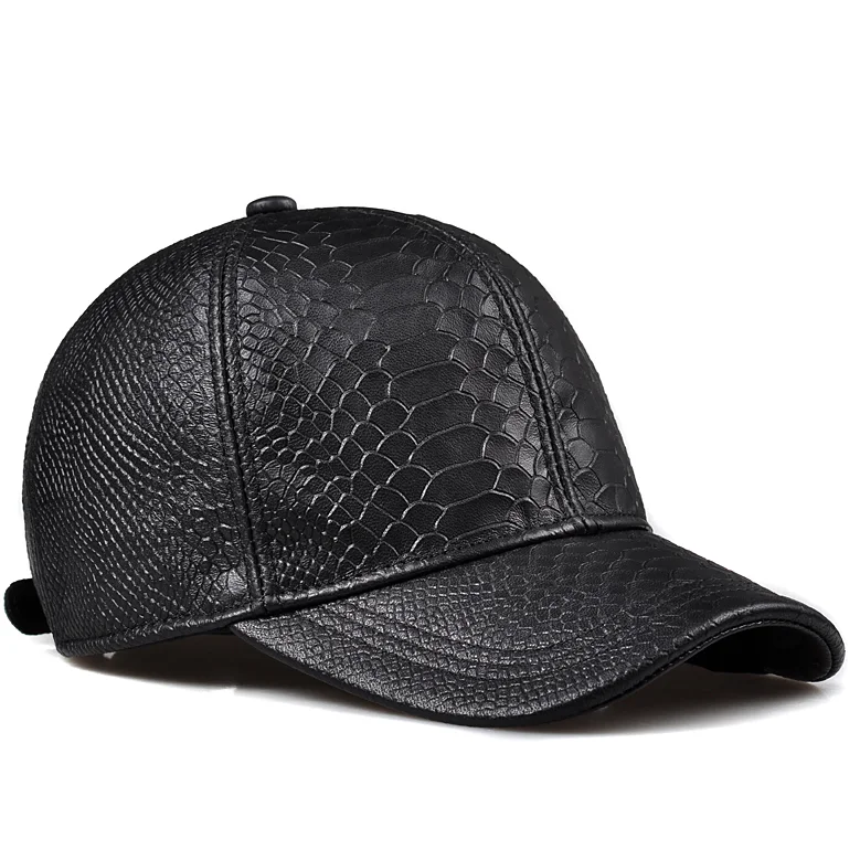 Fashion 2024 New Crocodile Pattern Baseball Caps Tide Cap women Men Autumn Winter Sun Hat Real Leather Peaked Hat Adjustable