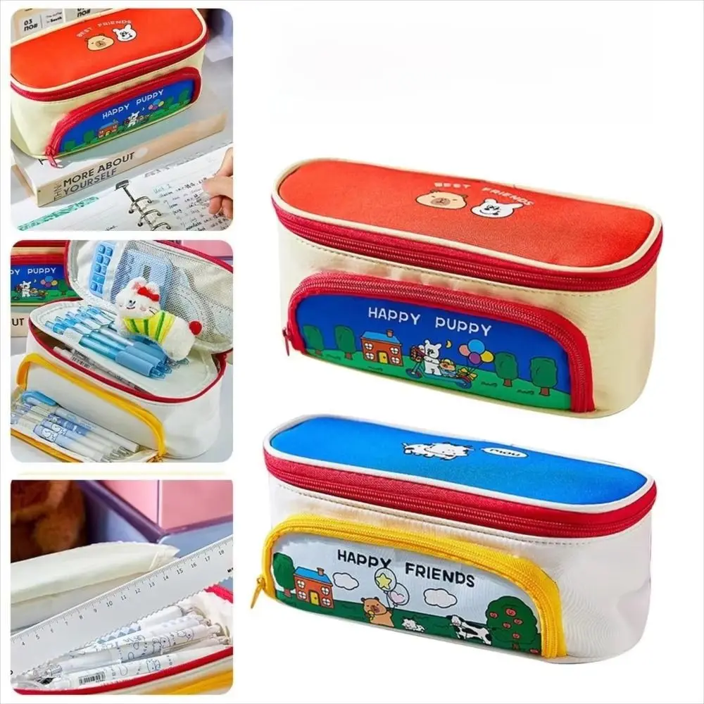 

Capybara Farm Cartoon Pencil Case Cosmetics Storage Large Capacity Stationery Storage Bag Portable Zipper Korean Pencil Bag