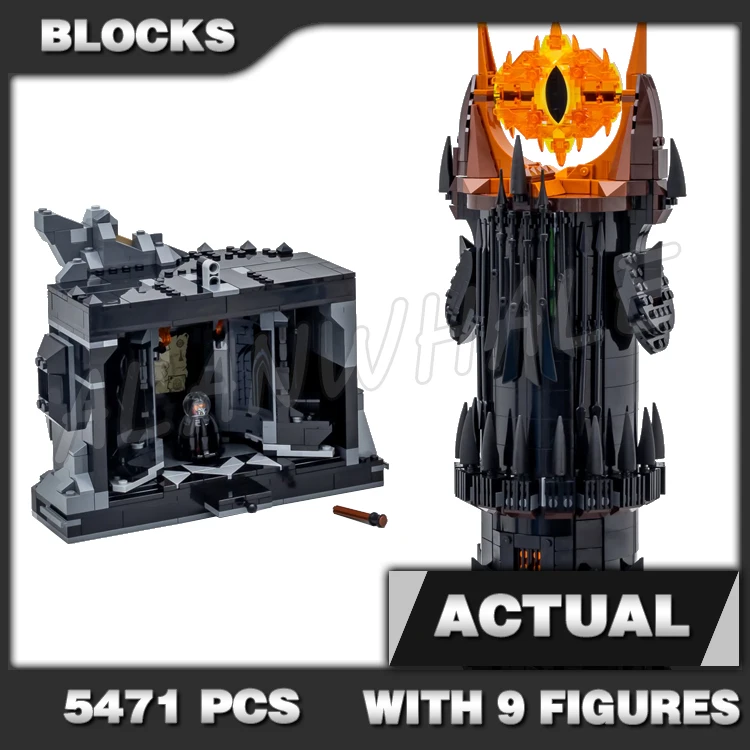 

5471pcs Rings King Baradus Tower Black Dark Volcano Castle Ominous Fortress 68068 Building Block Toys Compatible with Model
