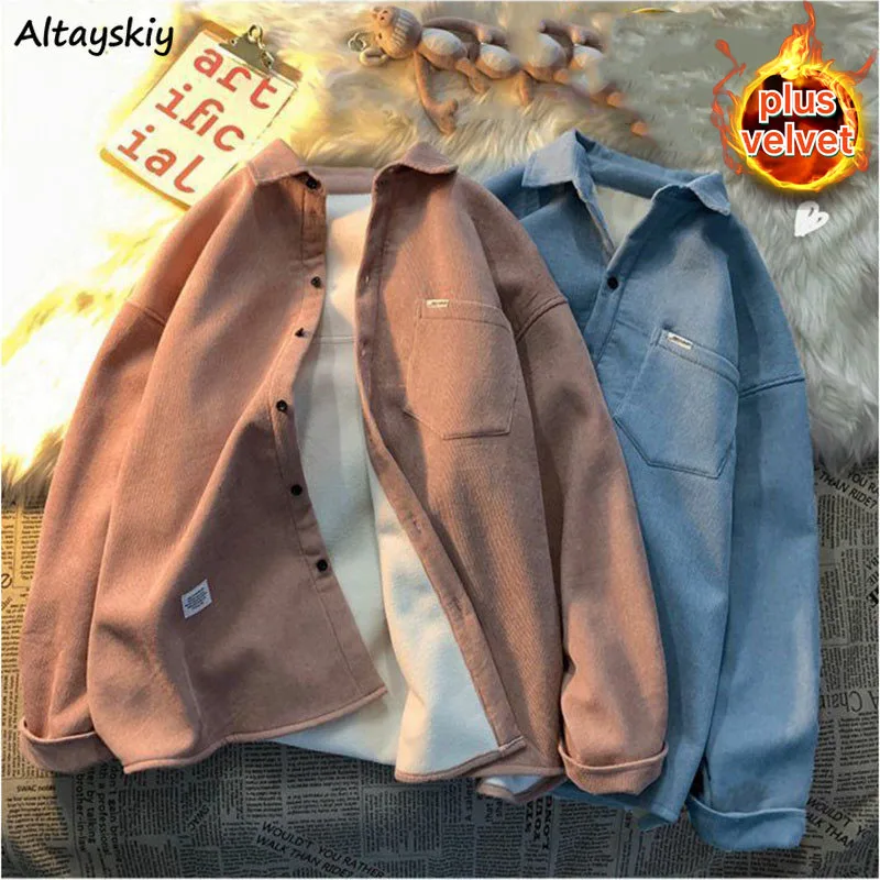 5 Colors Corduroy Shirts for Women Thick Winter Clothes Long Sleeve Pockets Warm Harajuku Preppy Korean Style Camisas Tops Mujer