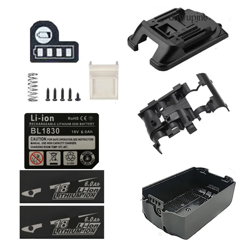 BL1830 Box Lithium-ion Battery Case 10X18650 Li-ion Battery Pack Top Bottom Shell LED Key Sticker For Makita 18V BL1860 Housings