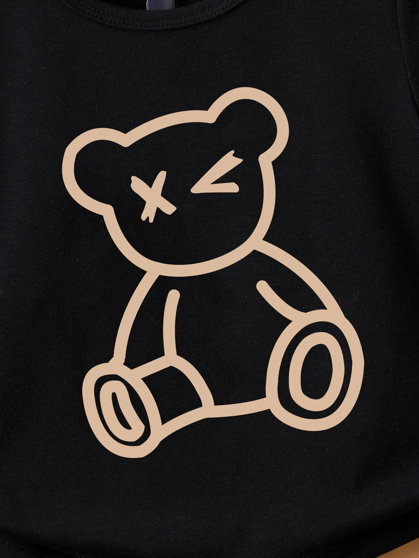 Verão menino dos desenhos animados urso crianças conjunto de 2 peças em torno do pescoço camiseta + shorts fresco e respirável