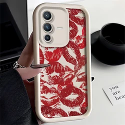 Case For Vivo V30 Pro V29 V27 V27E Sexy Girl Red Lips Kiss Cover For V25 Pro V25E V23 V23E V20Pro Shockproof Matte Fundas