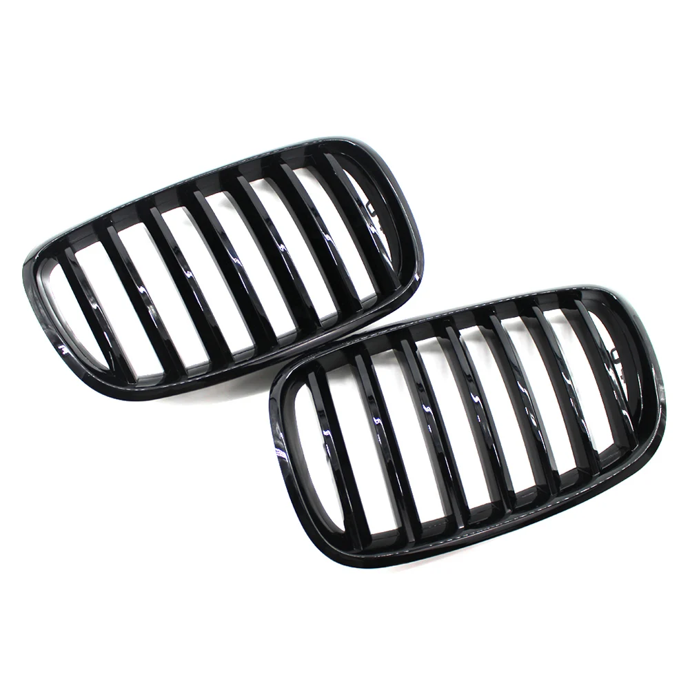 2Pcs Glossy Black Car Front Bumper Kidney Grill For BMW X5 X6 E70 E71 2007 2008 2009 2010 2011 2012 2013