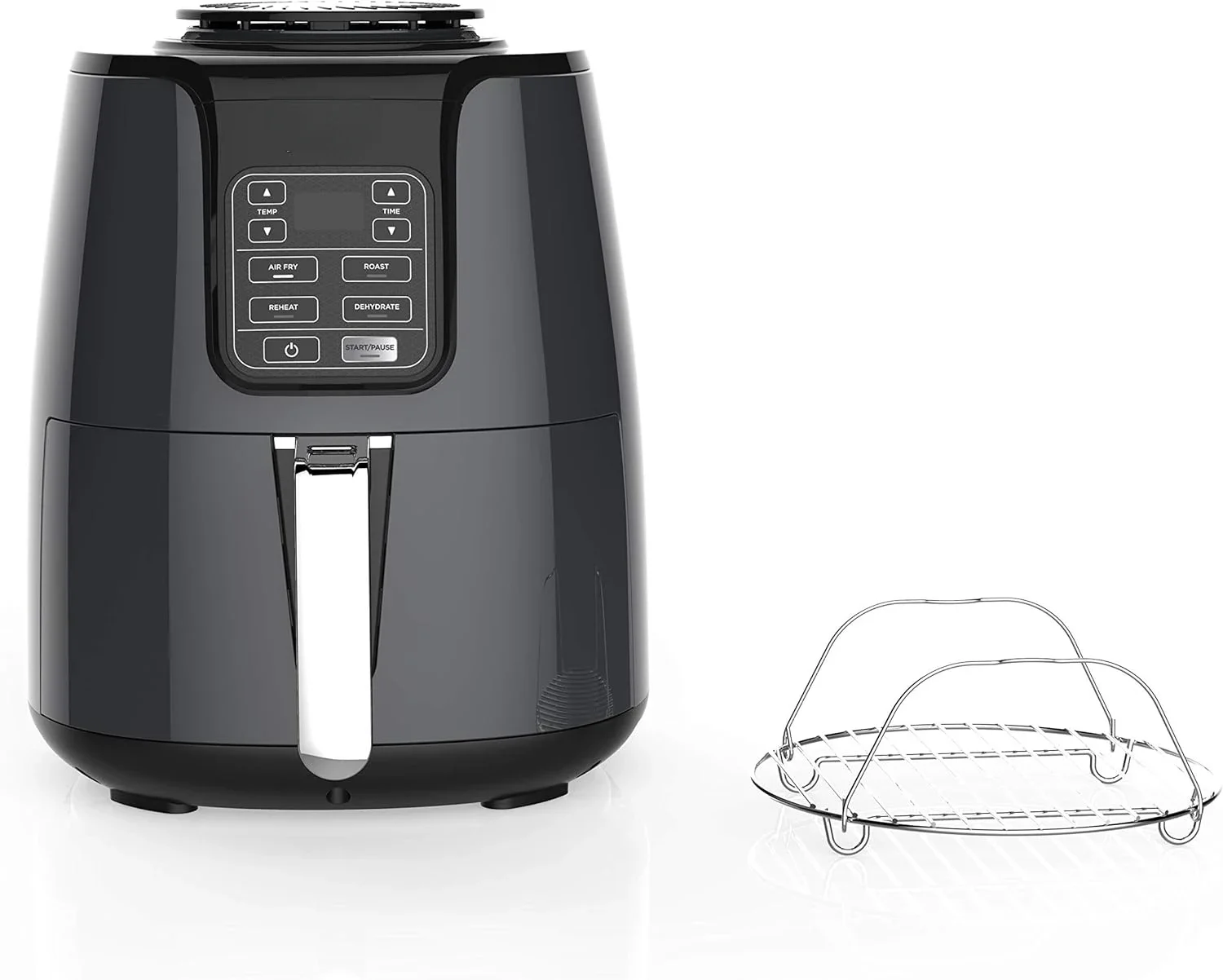 

Powerful 1550-Watt Programmable Air Fryer Base for Frying, Roasting, Reheating & Dehydrating - 4-Quart Ceramic Coated Basket Inc