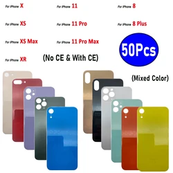 50Pcs，Big Hole NEW Battery Back Glass Cover Housing Case With Sticker For iPhone 8 8G 8 Plus X XS XR XS Max 11 Pro 11 Pro Max