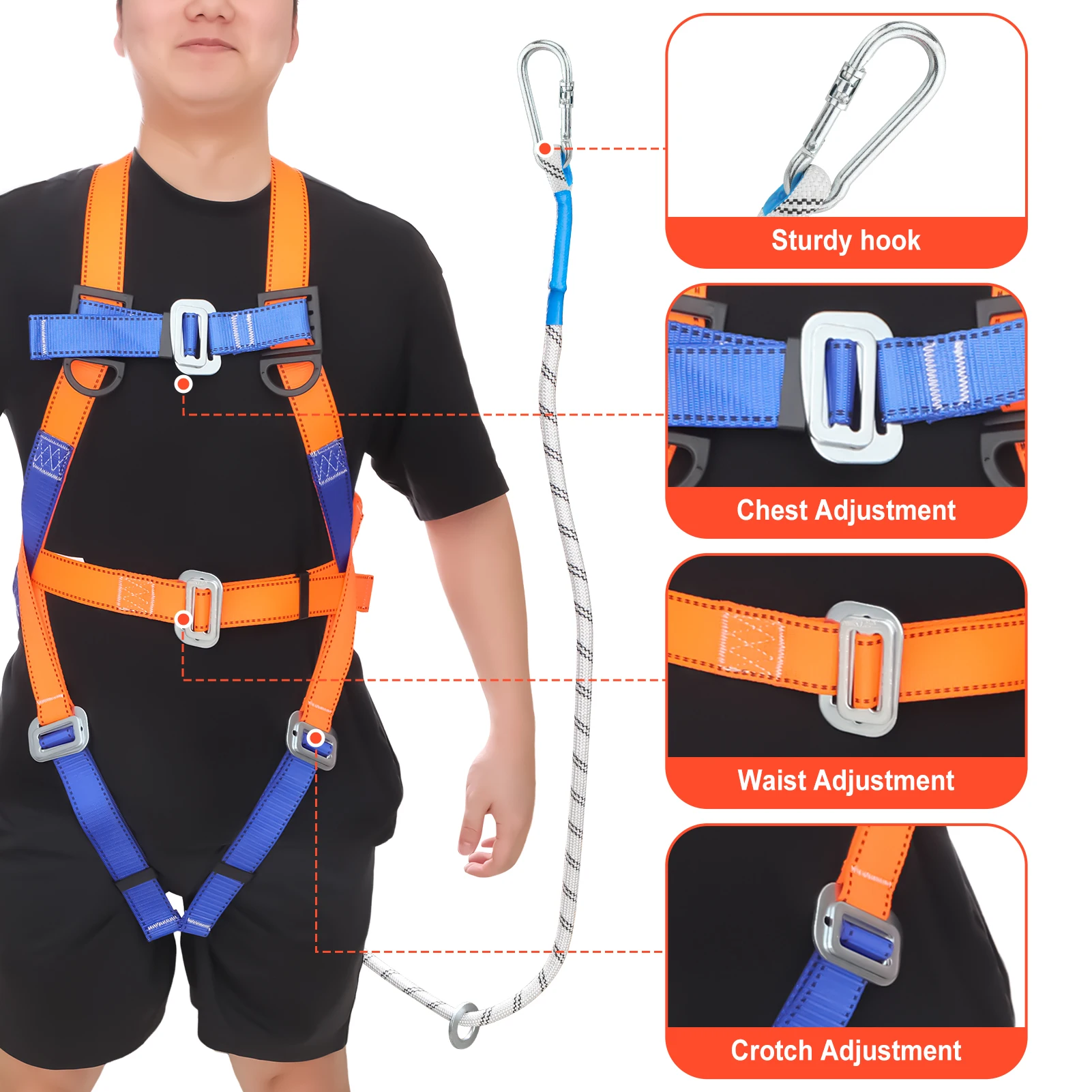 Safety Roofing Harness with Hook Fall  Durable Polyester Fibre Material for Hiking Camping Adventure Tool