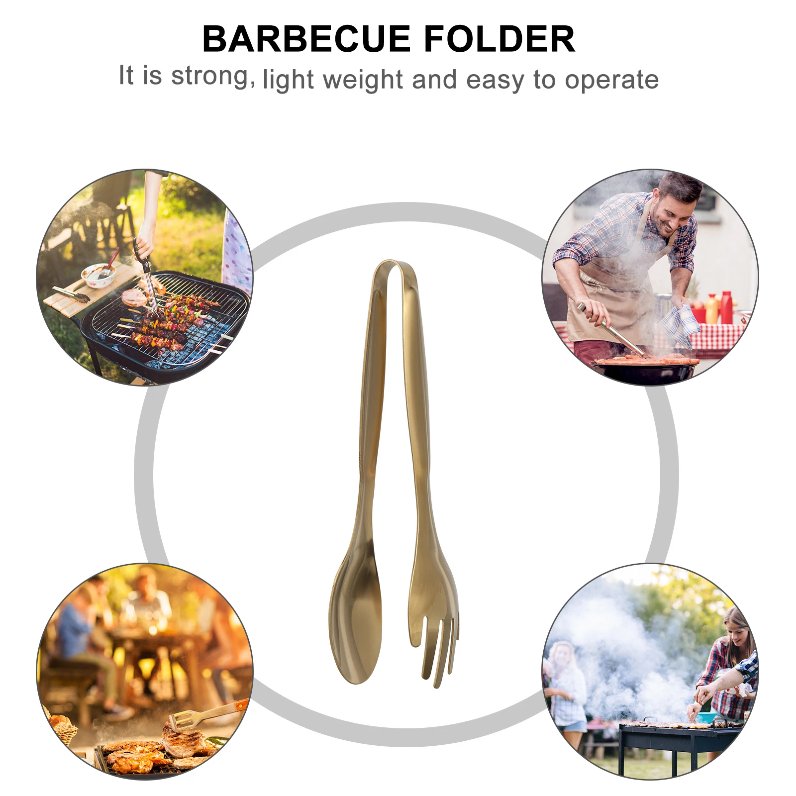 

Stainless Steel Food Tongs Clamp Charcoal Grill Barbecue Steak Clip Accessory Bread