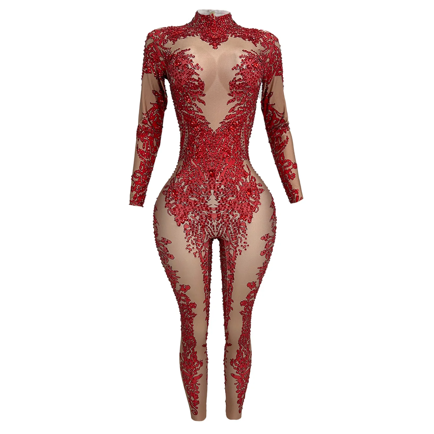 

Модный облегающий комбинезон с блестящими кристаллами для женщин, эластичный наряд для дня рождения, вечеринки, клуба, выступлений, для дрэг-квин и исполнителей Putao