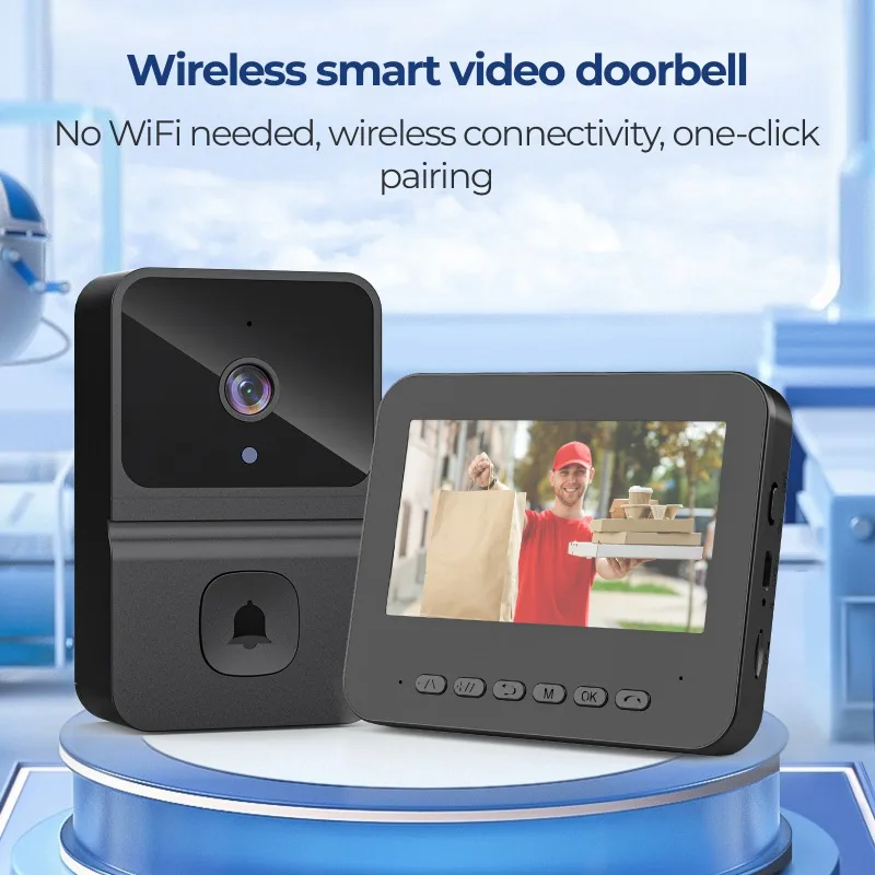 2.4G WiFi Wireless Video Doorbell 4.3Inch IPS Display HD Outdoor Phone Door Bell Camera Security Intercom Protection Door Bells