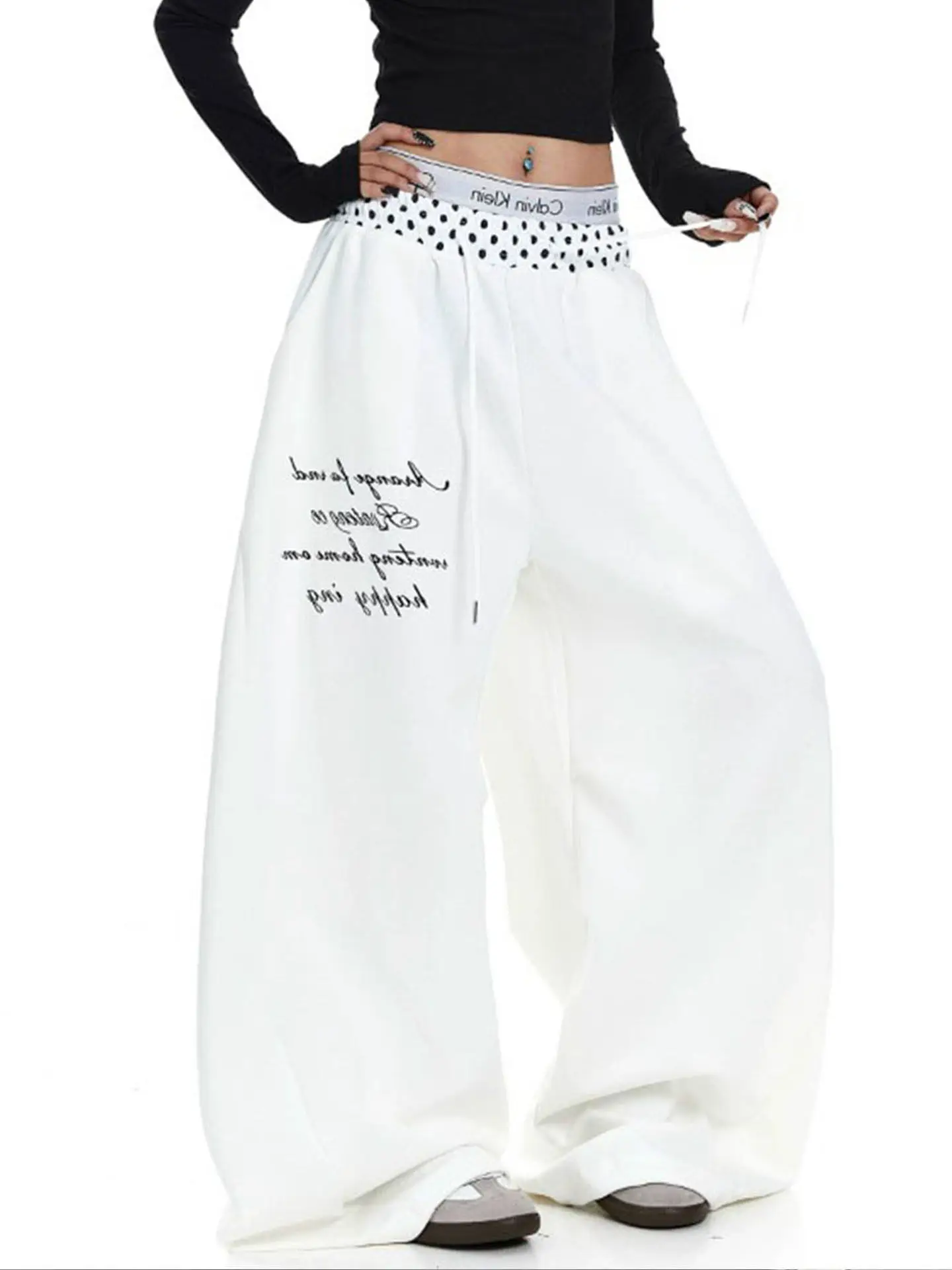 Women's White Baggy Sweatpants Y2k Pants Harajuku Jazz Dance Pants Japanese 2000s Style Vintage Oversize Trousers Clothes 2026
