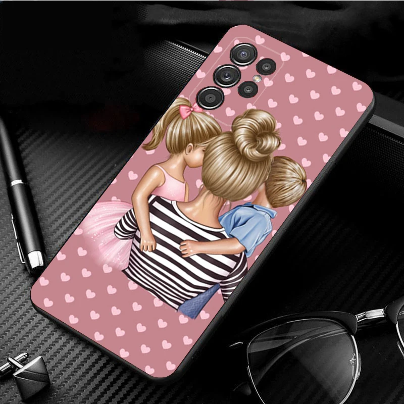 

Mama Mom Daughter Son Phone Case for Samsung Galaxy S25 S24 S23 S22 S21 S20 Ultra S20 S22 S21 S10E S20 FE S24 Plus Funda