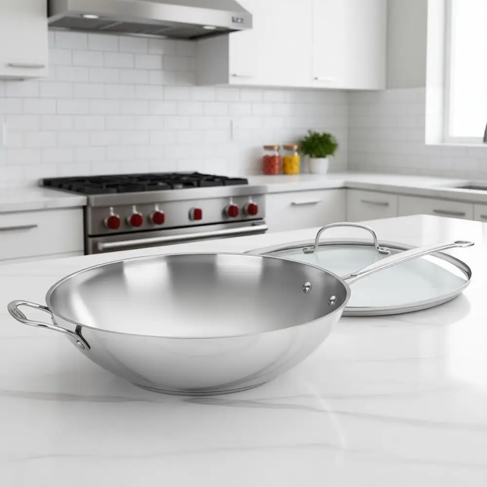 

14-дюймовая антипригарная сковорода с термостойкой ручкой и стеклянной крышкой