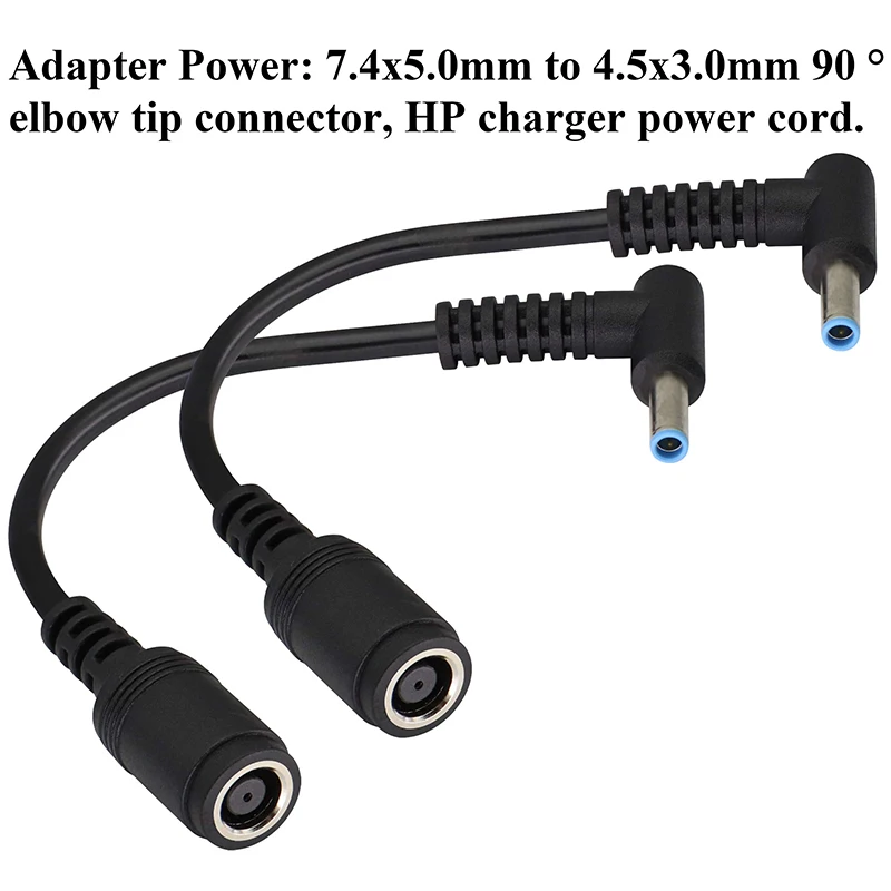 Kabel adaptor konverter pengisi daya DC siku, 2 buah 7.4*5.0mm perempuan ke 4.5*3.0mm