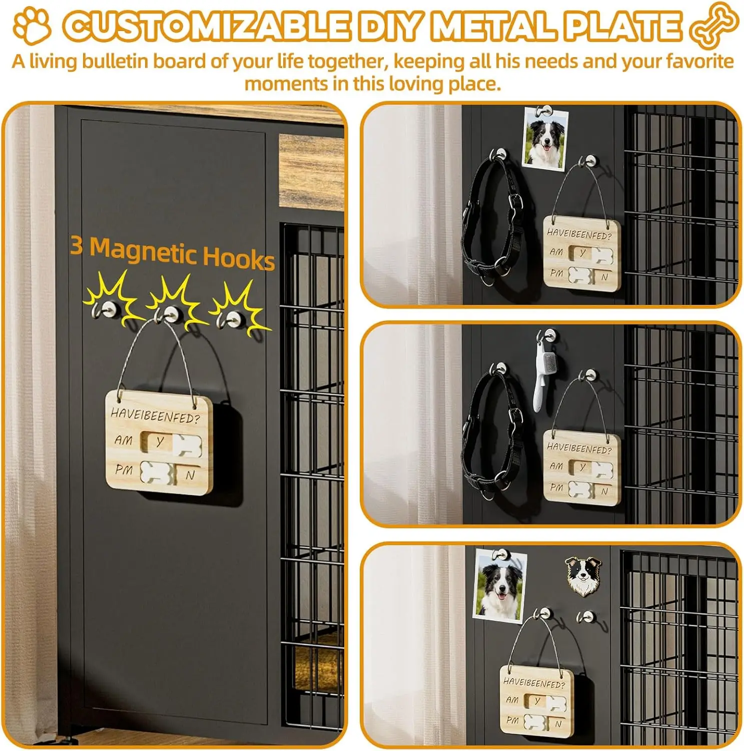 Móveis para caixa de cachorro de 38 ", caixa para cachorro com moldura DIY, canil interno com porta deslizante, mesa final de gaiola de madeira para cães, para médio/grande