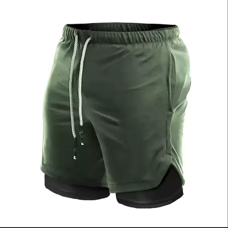 Men Sport Shorts Sportswear Double-deck Running Shorts 2 in 1 Beach Bottoms Summer Gym Fitness Training Jogging Short Pants Men