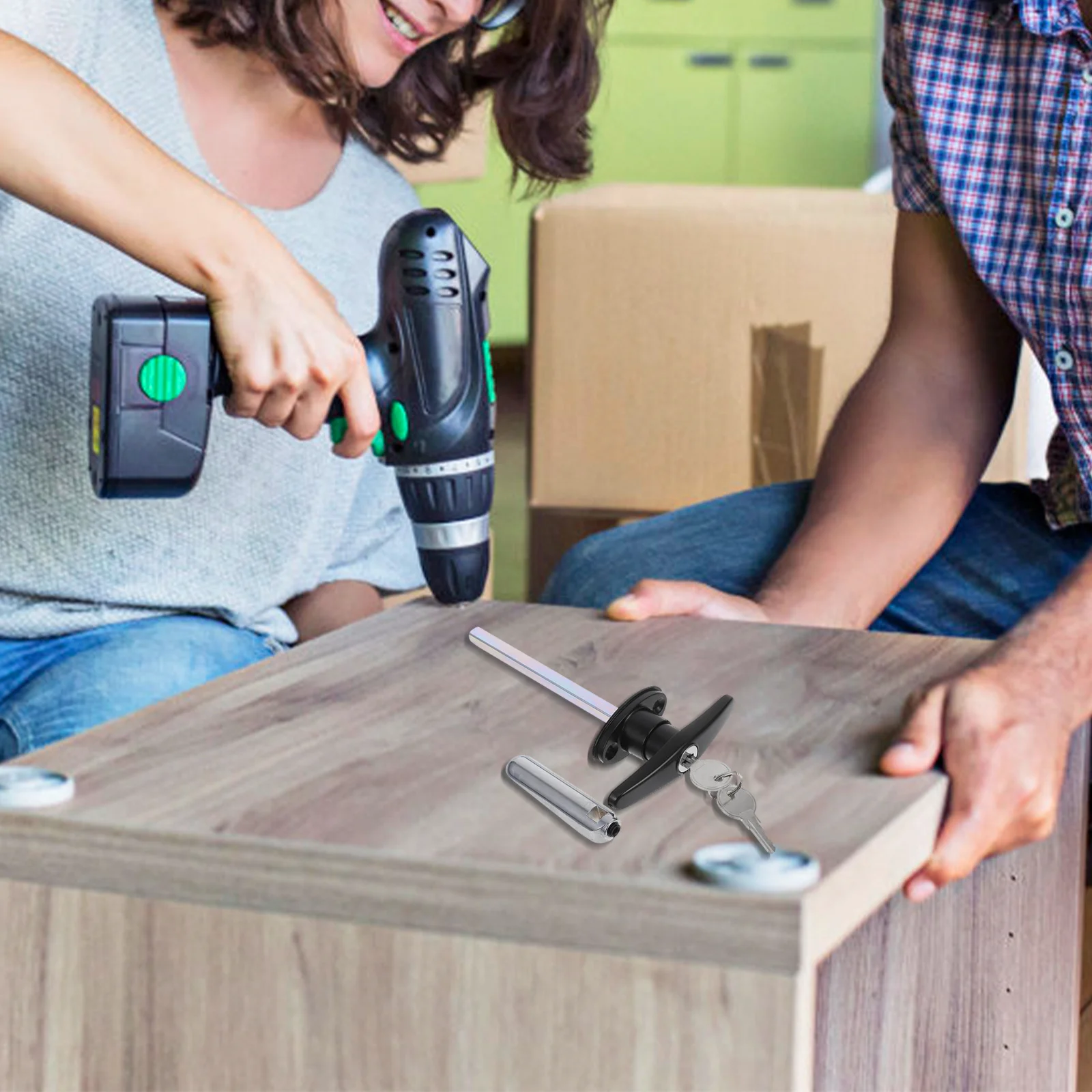 Barn Door T Handle Lock Set Garage Sliding Door Lock Key Replacement Wooden Gates Zinc Alloy Fine Craftsmanship