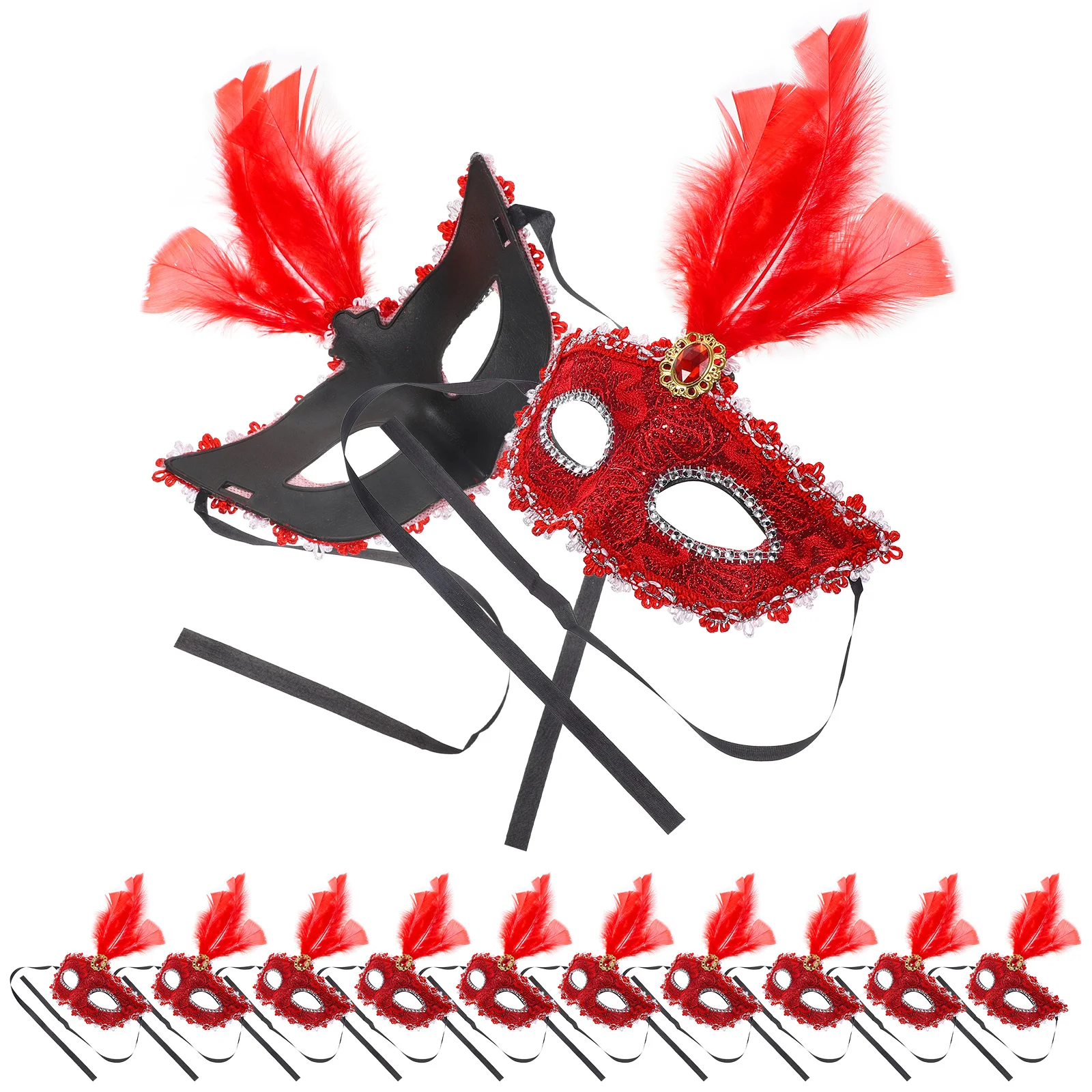 

12 Pcs Mask for Masquerade Party Painted Masks Women Plastic Carnival Man