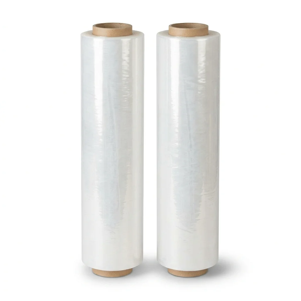 Stretchfolie 2 Rollen, 23μm, 50 cm x 150 m, Transparente PE-Stretchfolie für Umzug, Lagerung und Verpackung, Hochbelastbar