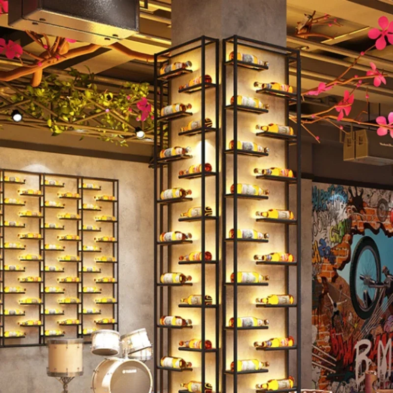 Columns Luminescence Bar Cabinet Partitions Shelve Ironwork Simple Wine Rack Barbecue Customized Kast Coffee Shop Furniture
