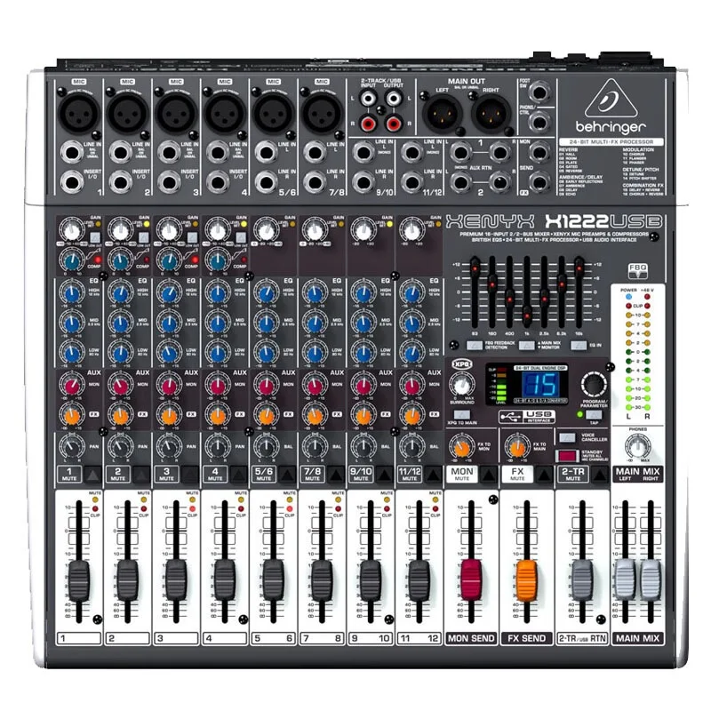 Behringers X1222USB 12 Large Professional Stage Live Performance Sound Card Mixer