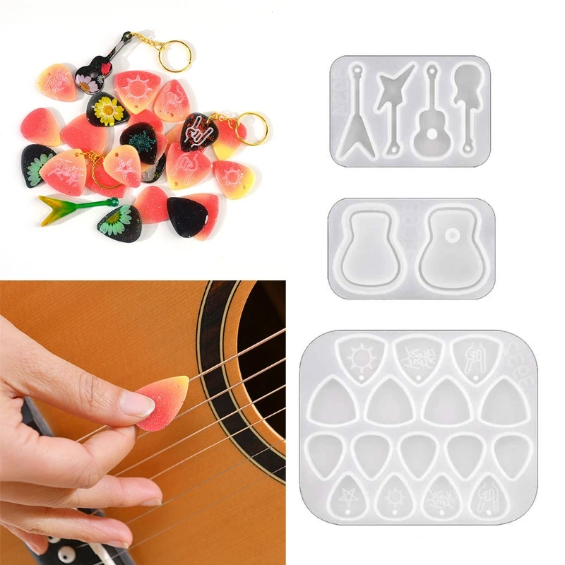 Guitar Pick Keychain Earring Pendant Mold Epoxy Resin Silicone Making Storage