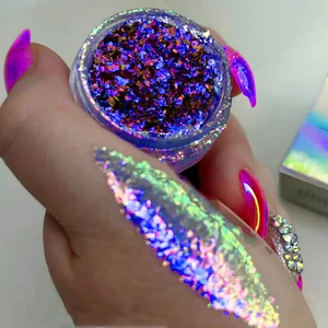 Novos flocos de glitter camaleão de natal 1jar (1-2g) lantejoulas camaleão holográficas mudadas de cor vermelho/verde manicure floco de camaleão 12 principais vendas conjunto lantejoula verde - №4