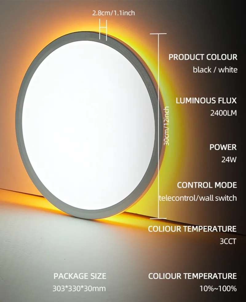 Controle remoto LED teto lustre, luz de fundo, luz noturna, sala de estar, quarto, simples, escurecimento, correspondência de cores, 3 cores